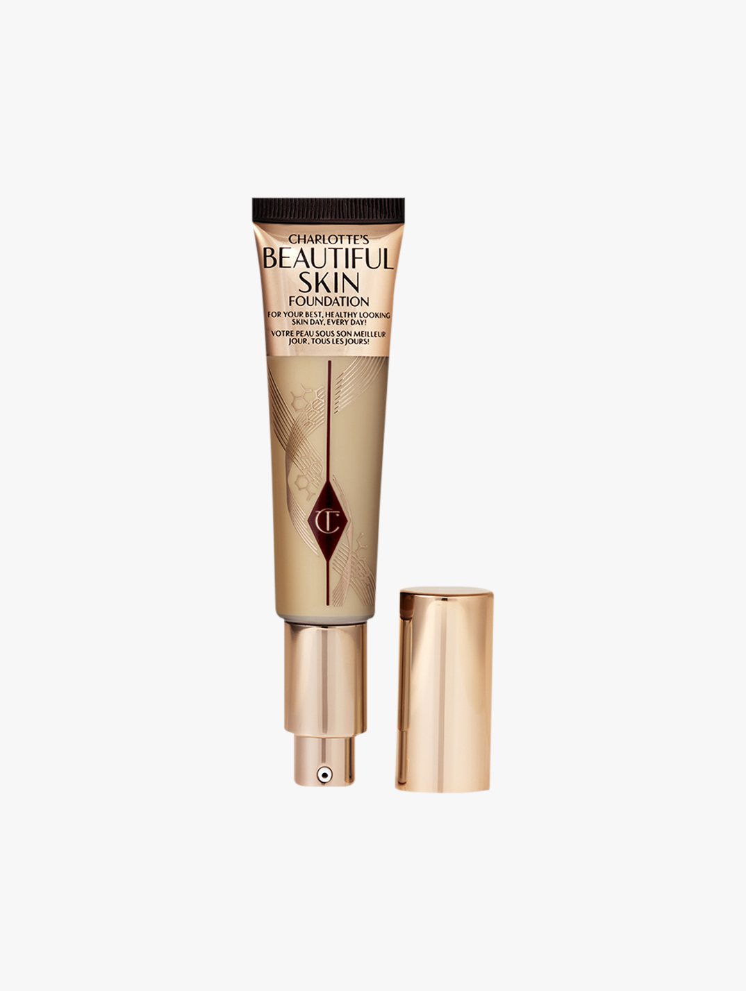 Charlotte Tilbury Beautiful Skin Foundation bottle with a label for Aotearoa/New Zealand.