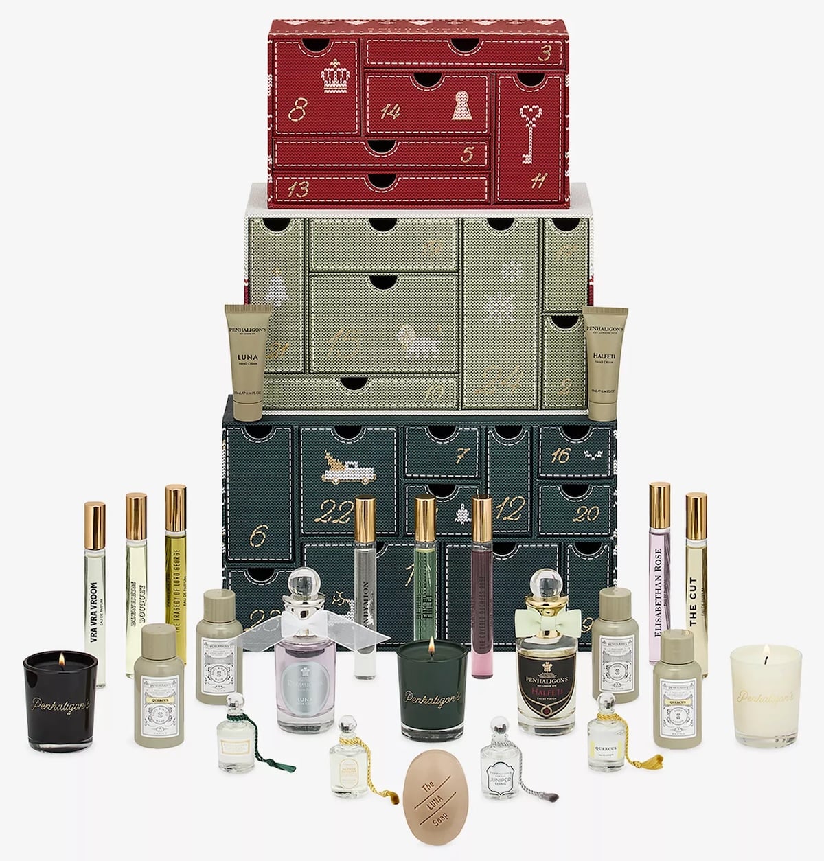 A graphical banner for Penhaligon's Advent Calendar 2026 contents and details.
