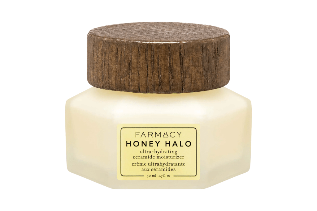 Farmacy Honey Halo Ultra-Hydrating Ceramide Moisturizer jar.