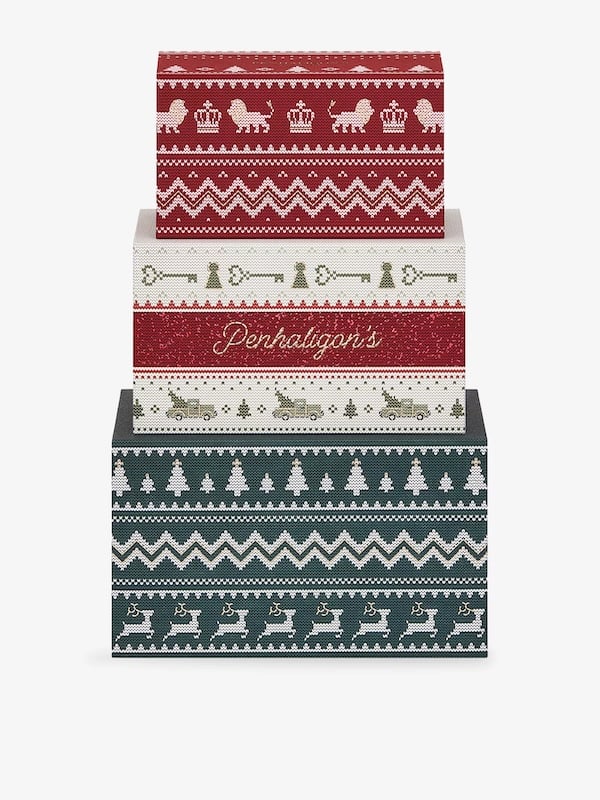 A wide shot of the 2025 Penhaligon's advent calendar showing its large-scale festive box.