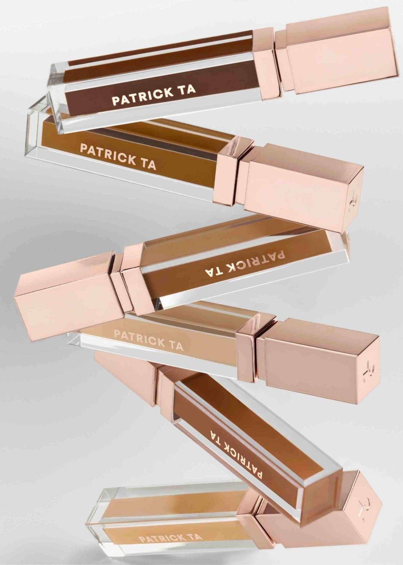 Studio product shots of the Patrick Ta Major Skin Soft Blur Brightening Concealer tubes.
